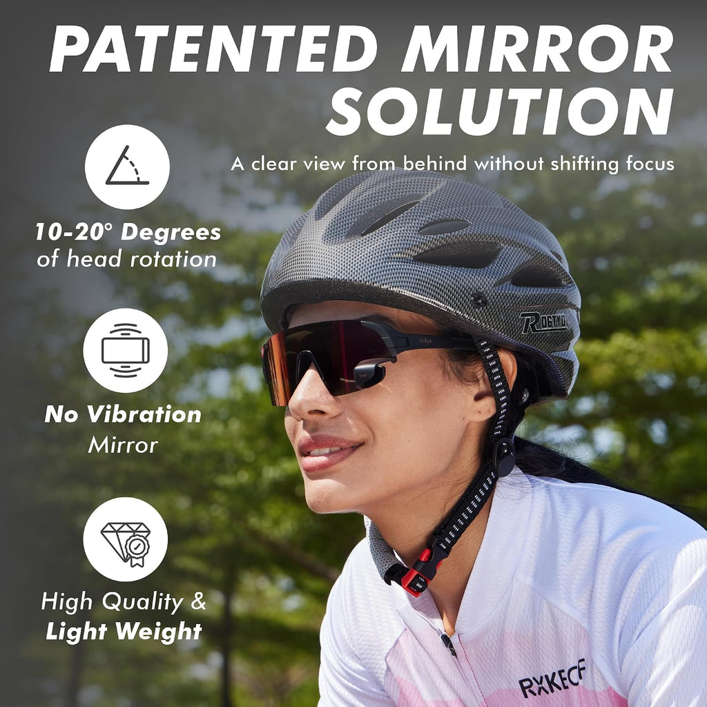 TriEye Cycling Glasses with Rear-view Mirror - Sports Sunglasses for Men & Women - UV-400 Protection