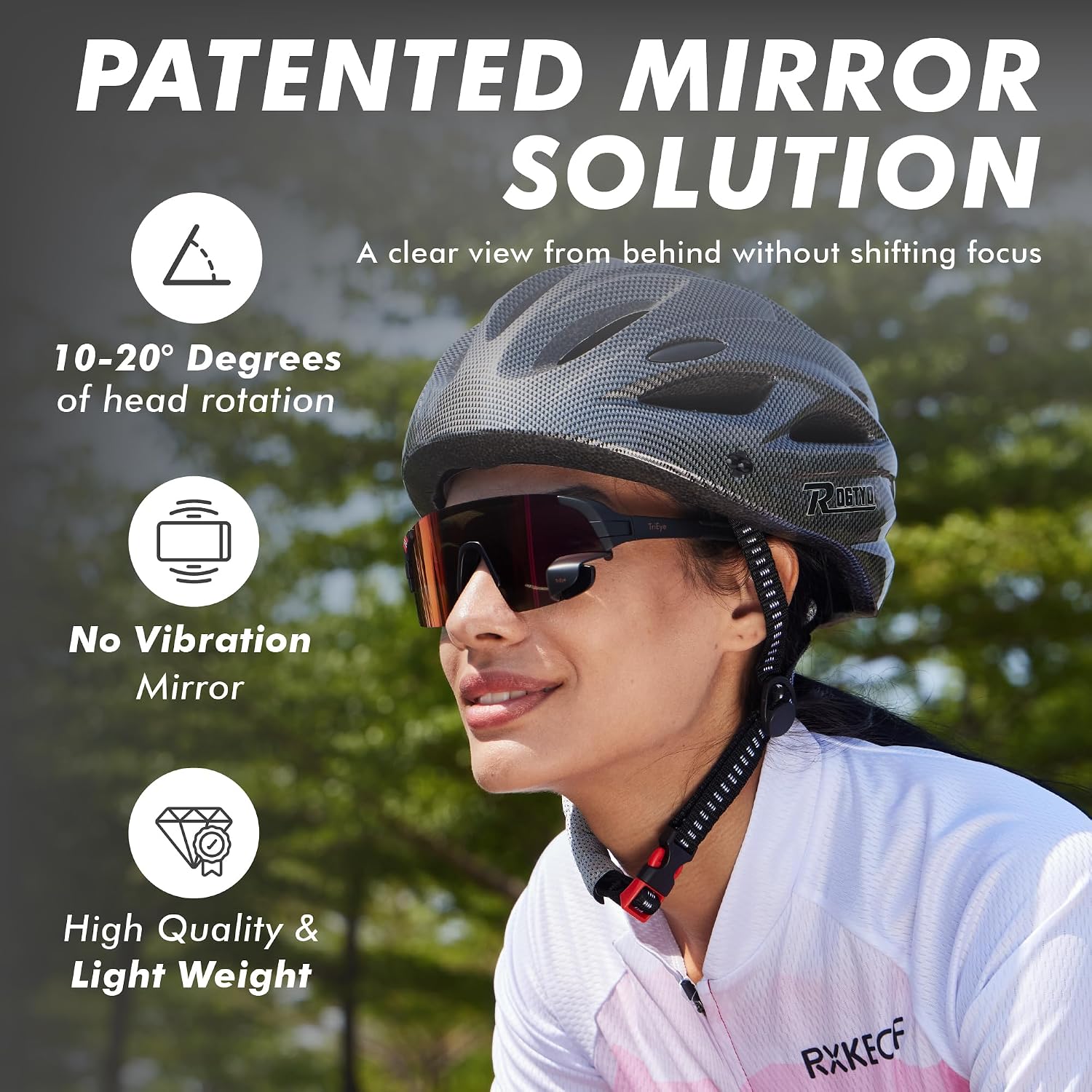 TriEye Cycling Glasses with Rear-view Mirror - Sports Sunglasses for Men & Women - UV-400 Protection