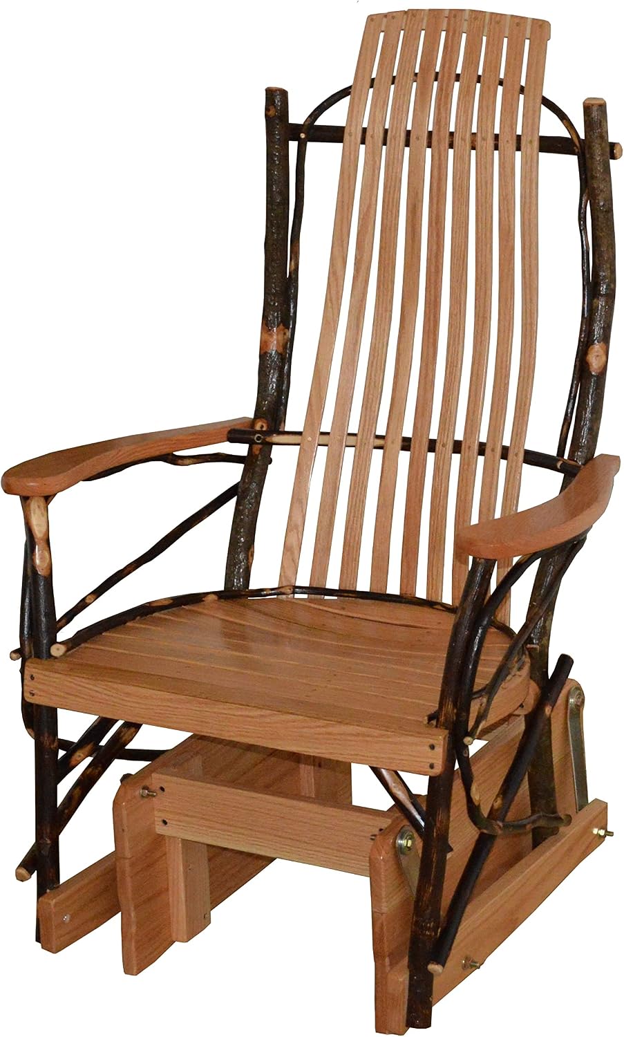 Amish-Made Large Natural-Stained Oak and Hickory Glider Rocking Chair