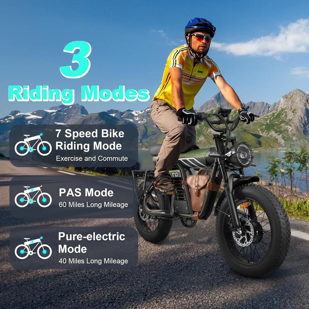 SMARTRAVEL Ebike with 1200W Brushless Motor,Removable 48V 20Ah Battery,UP to 32MPH,Electric Mountain Bike with 20' Fat Tire with Front/Rear Turn Signals for Men Women,Travel Bag