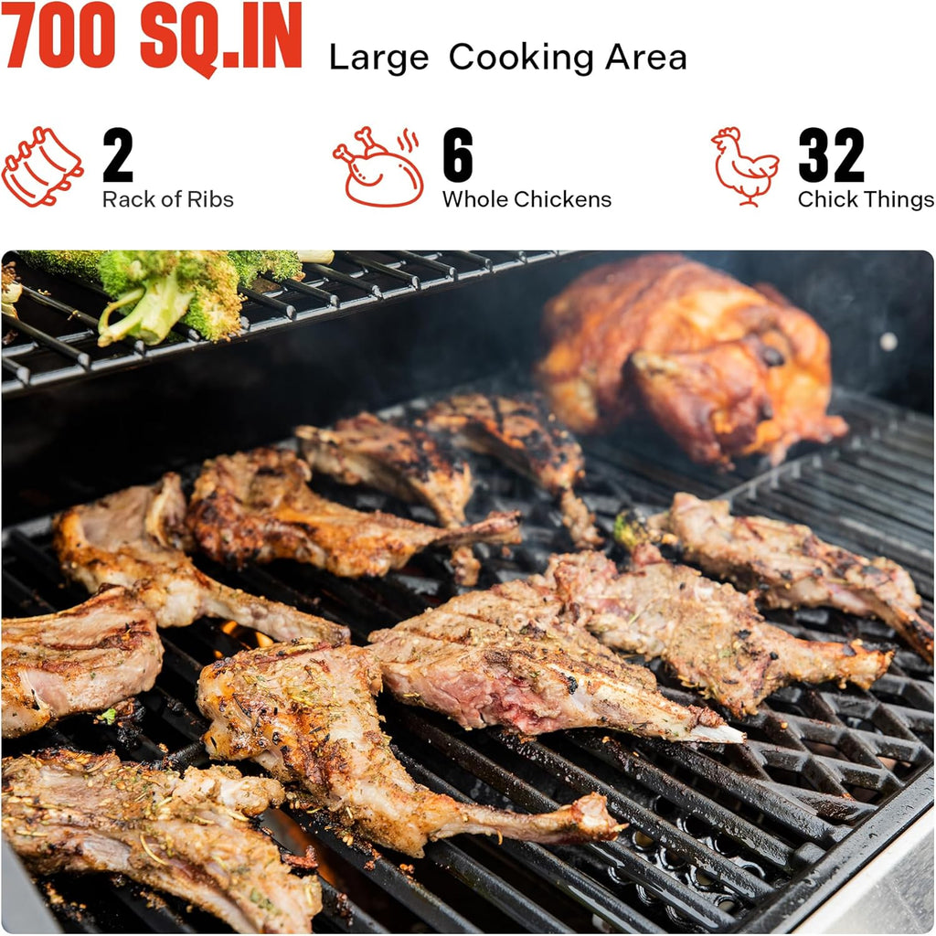 Monument Grills 4+1 Burner Convertible Natural Gas Grill Stainless Steel Propane Grill with a Side Burner, a Built-In Thermometer, Large Cabinet Style Grill