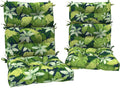 DYTXIII Outdoor High Back Chair Cushions Set of 2, Water Repellent Tufted Rocking Seat Cushions Replacement 44 x 22 Inch, Seat & Back Chair Pads for Patio, Balcony and Indoor Use -Jungle Leaves