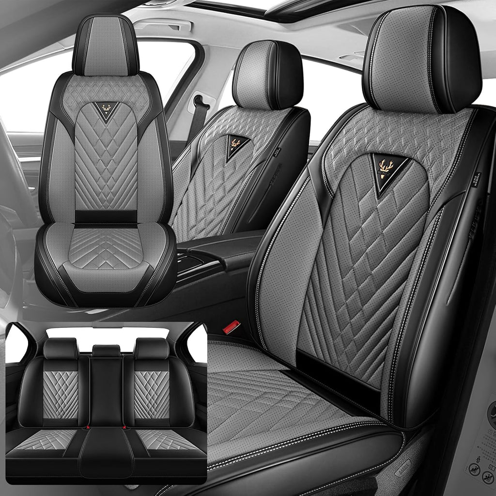 Fit for Ford Explorer 2000-2026 Seat Covers, Fashion Sport Seat Cover with Waterproof Leather, Airbag Safe Design Seat Protector (5 Full Seat Standard, Black Gray)