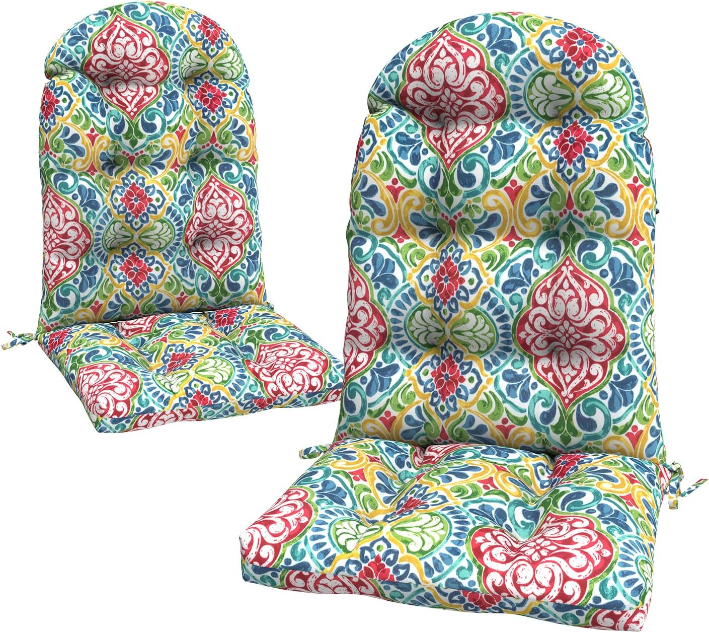 LVTXIII 2 Pack Outdoor Adirondack Chair Cushions, 44x19x4 Inch Water Repellent Patio Cushions for Rocking Chairs, Thick Tufted High Back Seat Cushion Set, Damask Red