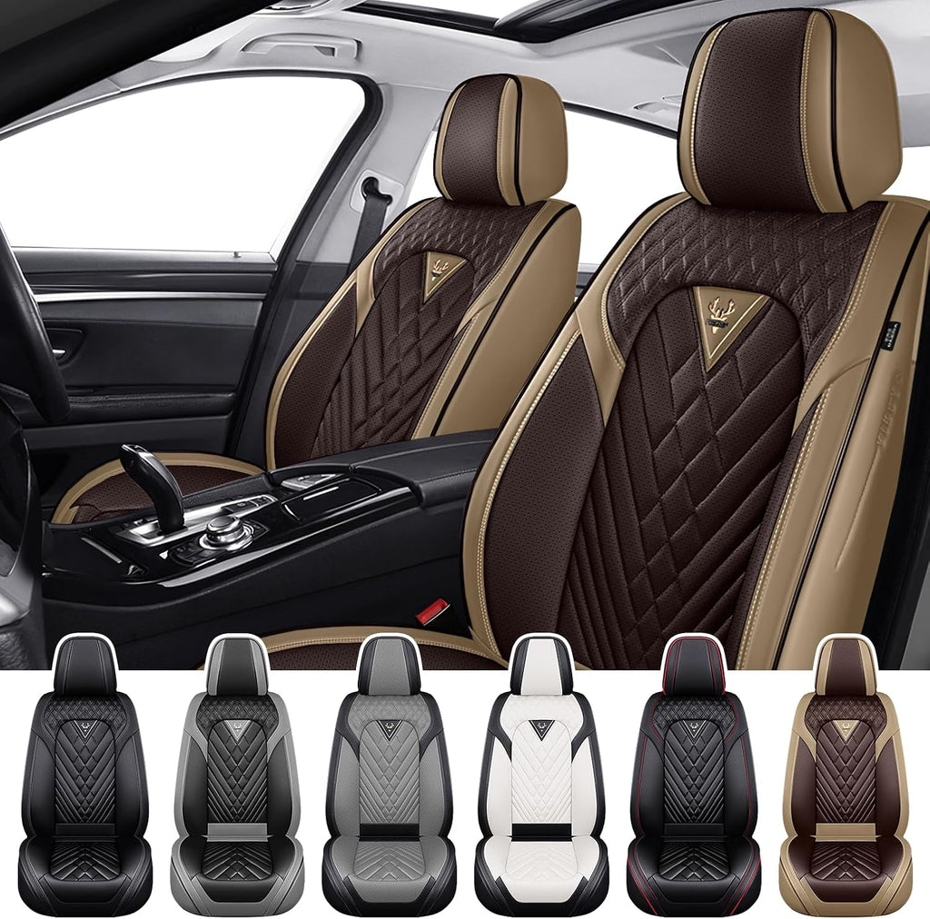 Car Seat Covers for Honda Pilot 2003-2026, Waterproof Nappa Leather Front Seat Cover, Anti-Slip and Comfortable Automotive Seat Protector&Accessories(Brown Coffee)