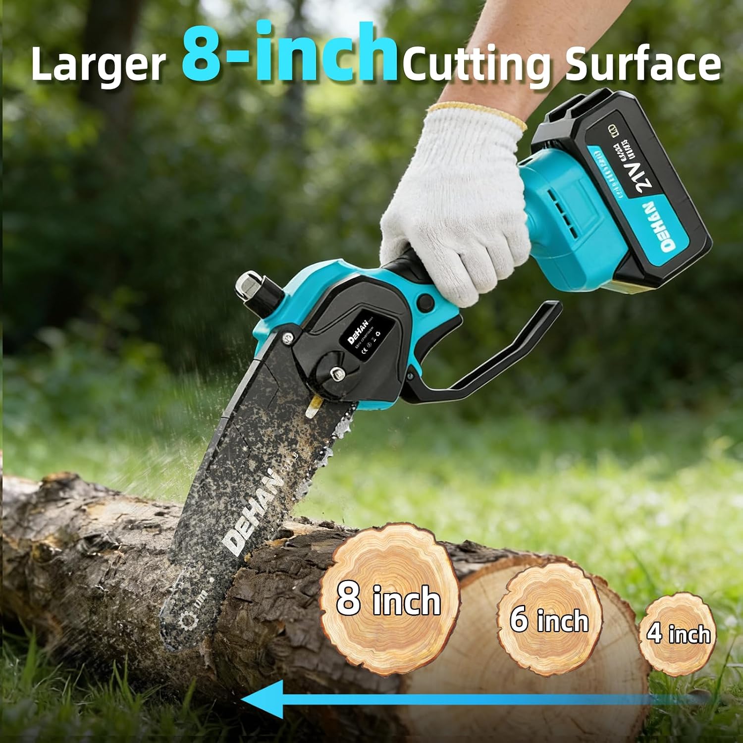 4-in-1 Electric Pole Saw for Tree Trimming, 6 Inch and 8 Inch Cordless Chainsaw with 2×4.0 Ah Batteries, Mini Chainsaw Cordless with Extension Pole, Battery Powered Pole Chain Saw for Branch Cutter