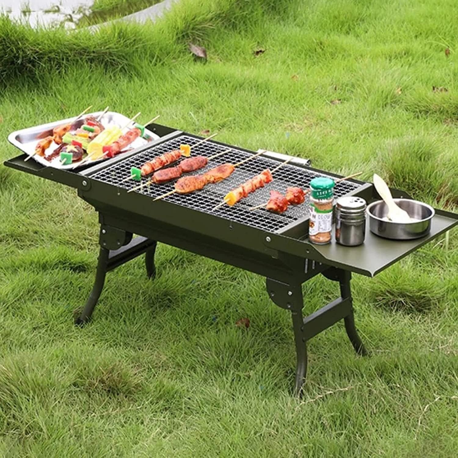 Portable Charcoal Grill Charcoal Barbecue Grill Foldable BBQ Grill Rack Portable Camping BBQ Grill Bracket Barbecue Accessories BBQ Grill for Outdoor