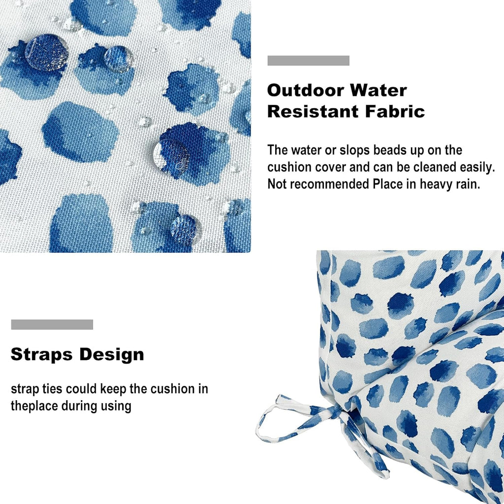 DYTXIII Outdoor High Back Chair Cushions Set of 2, Water Repellent Tufted Rocking Seat Cushions Replacement 44 x 22 Inch, Seat & Back Chair Pads for Patio, Balcony and Indoor Use -Brush Blue