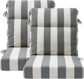 Unimatta Outdoor High Back Chair Cushion Seat Pads, 44 x 21 Inch Water-Repellent & Fade-Resistant Patio Furniture Cushions with Ties for Adirondack, Rocking Chairs, Gray Stripe