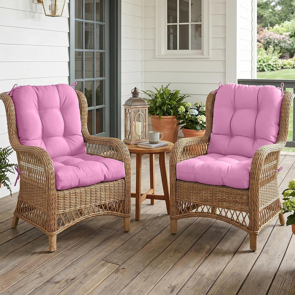 EAGLE PEAK Tufted Outdoor/Indoor Seat/Back Chair Cushions, Set of 2, 42'' x 21'', Pink