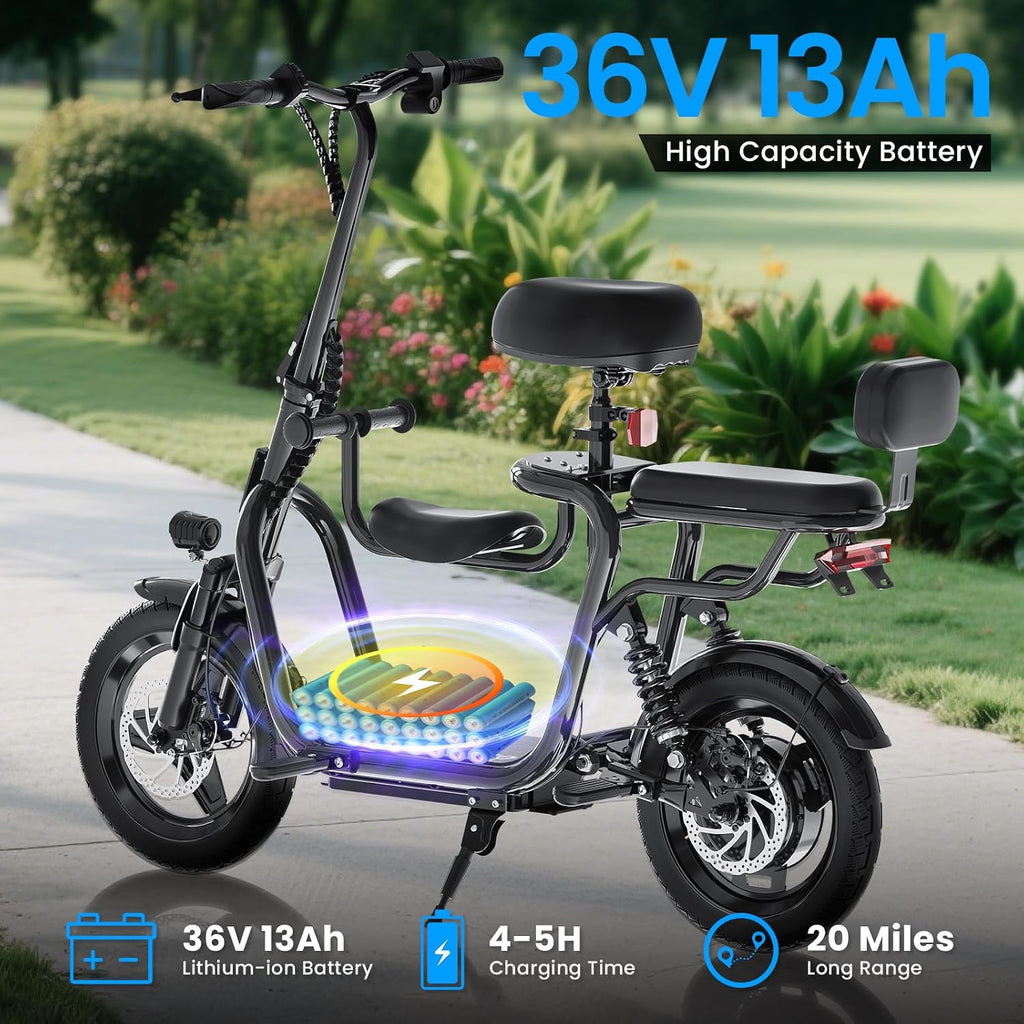 EILLEO Electric Scooter with Seat for Adult, 36V/48V Electric Scooter for Adults 500W/750W Motor, 20 Mile Range, 17.4/18.75mph, Dual Brakes, 14'/12' Tires, e Scooters with Seat