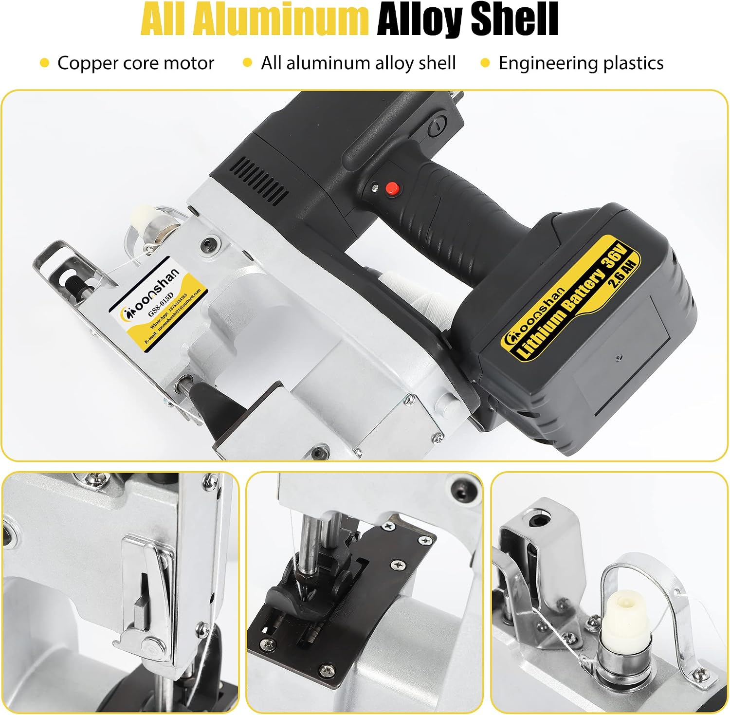 Cordless Bag Closing Machine 2s/bag Bag Sewing Machine Cordless Portable Bag Sewer 8.1Lbs Automatic Woven Bag white