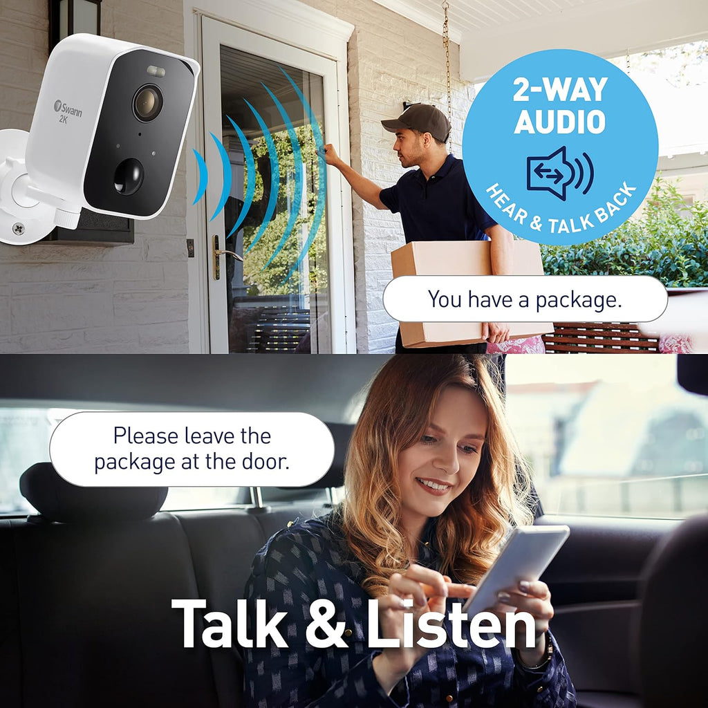 Swann CoreCam Pro Wireless Security Camera, 2K HD, Indoor/Outdoor Home, Spotlight, 2-Way Talk & Siren, Heat Motion Detection, Color Night Vision, IP65, 3 Pack