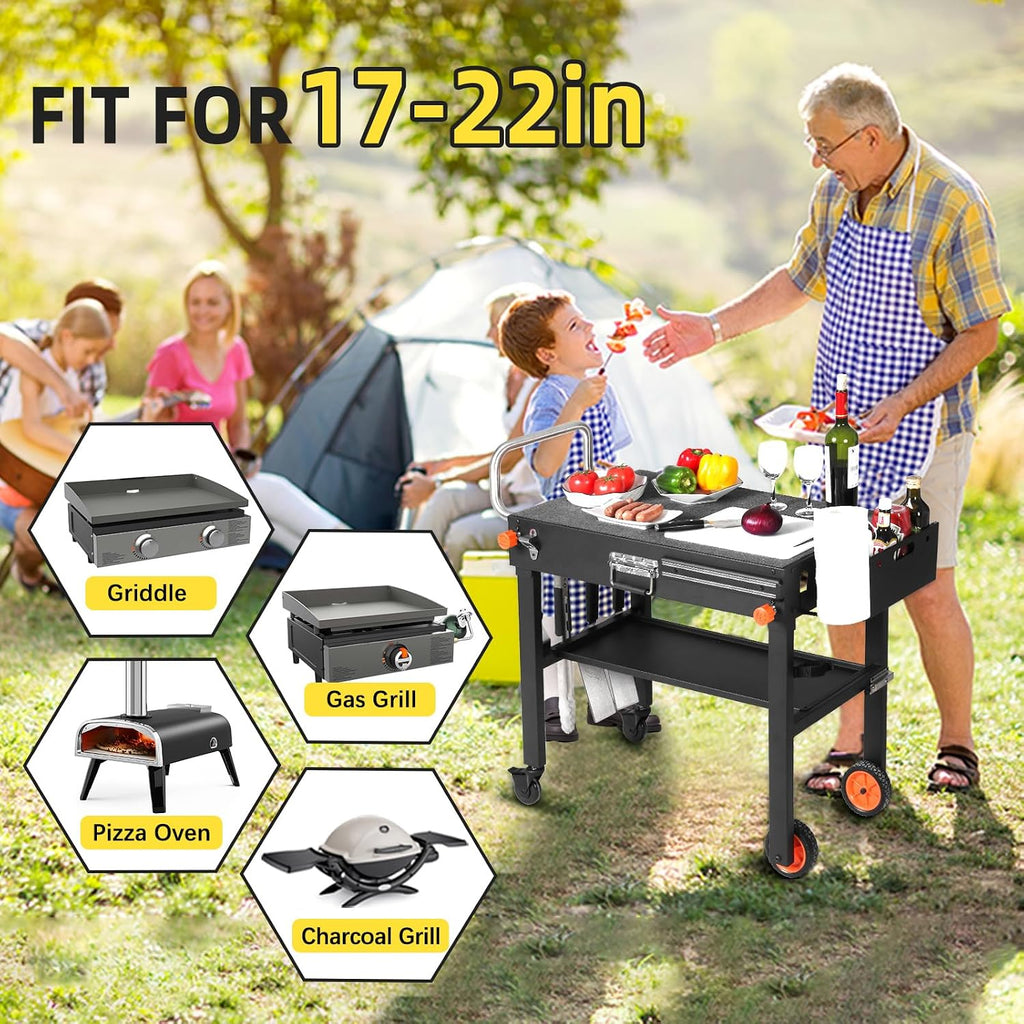 Blackstone Portable Grill Table - Movable Stand for 17 or 22 inch Griddle with Wheels