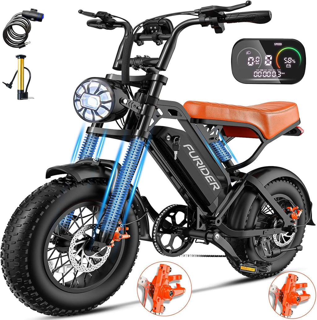 Electric Bike for Adults, 1200W Peak Power Ebike, 28MPH, 48V 18Ah Removable Battery, 35-Mile Range, 500LBS Load, 16'' Fat Tire Electric Dirt Bikes, Electric Mountain Bicycles for All-Terrain