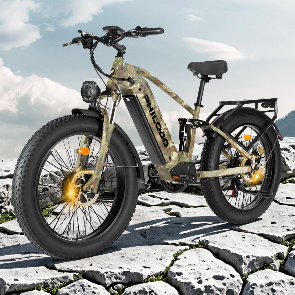 Electric-Bike for Adults, Dual-Motor-Ebike Hunting-Ebike 5000W, 60V 32AH Long Range Dirtbike, Fat-Tire-Electric-Bicycle, Full Suspension for Off-Road Snow Sand