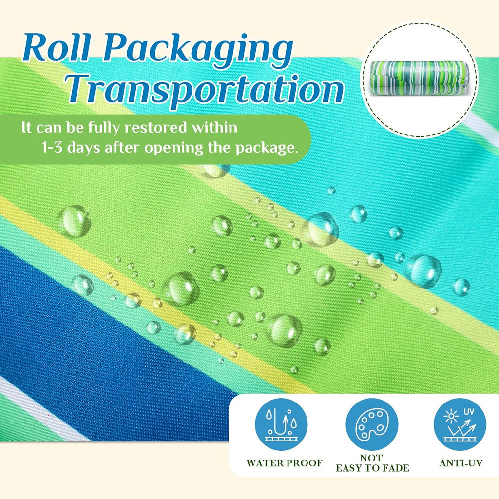 Hoteam 6 Set Patio Chair Cushions Outdoor 20 x 40 Inch High Chair Patio Cushion for Outdoor Furniture Waterproof Seat Rocking Indoor Thickened Pad(Striped Style,Green)