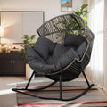Vongrasig Wicker Egg Chair PE Rattan Rocking Chair with Cushion, Oversized Patio Lounge Rocker Chair for Outdoor, Indoor, Balcony, Backyard, Garden, Black/Rattan