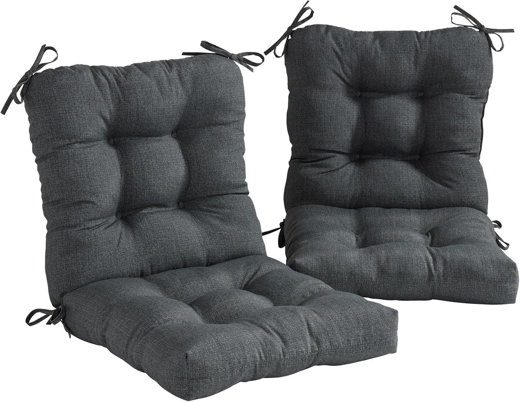 Greendale Home Fashions Outdoor 42x21-inch Seat/Back Chair Cushion (Set of 2), Graphite