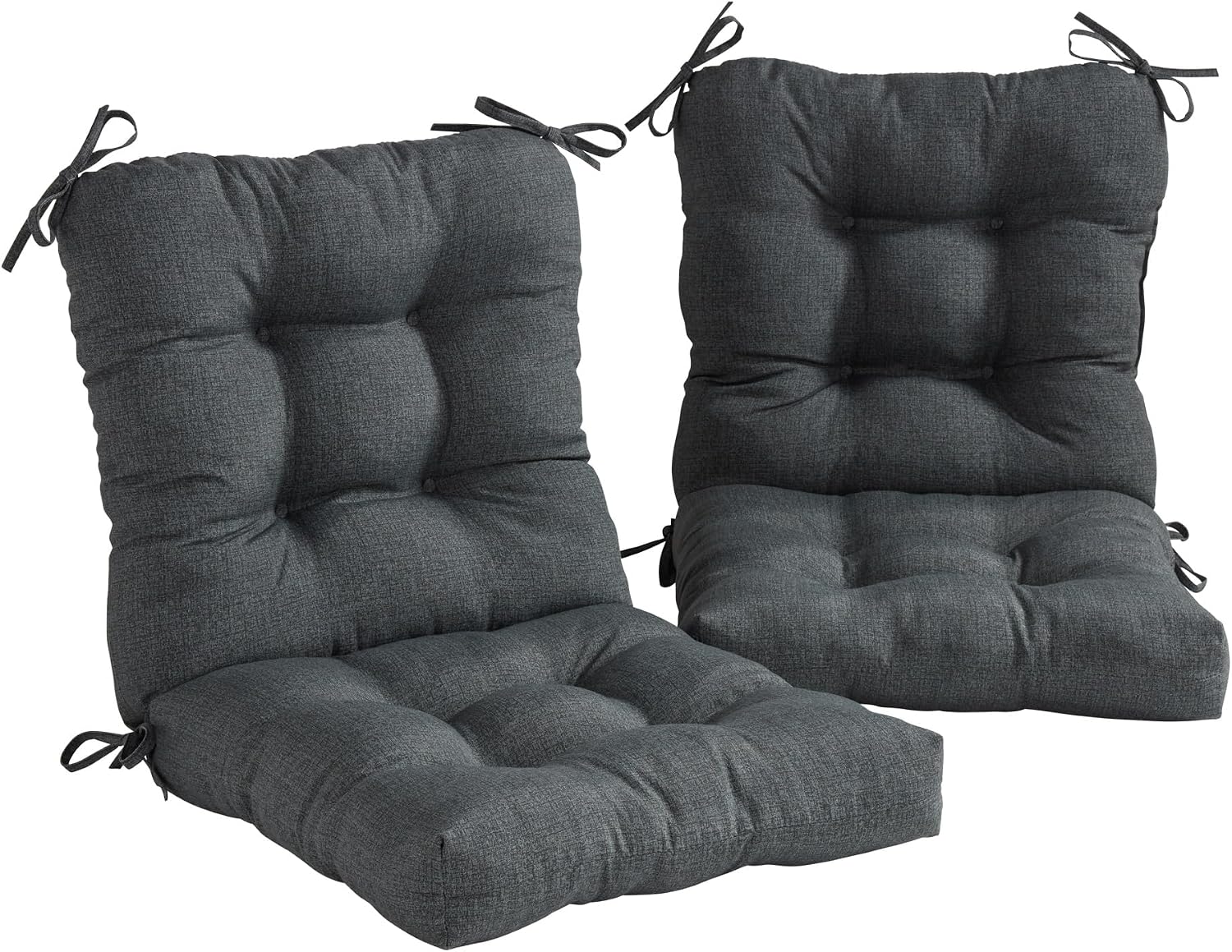 Greendale Home Fashions Outdoor 42x21-inch Seat/Back Chair Cushion (Set of 2), Graphite