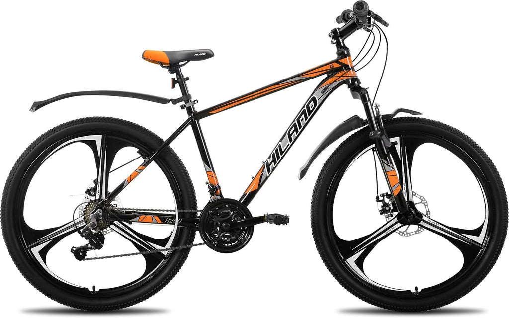 HILAND 26' MTB Mountain Bike for Men Women Adults, 18-Speed, Disc Brake, Lightweight Aluminum Frame, 3/6 Spoke Wheel