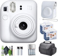 FUJIFILM INSTAX MINI 12 Instant Camera Clay White with Fuji Value Pack Instant Film - 60 Photo Sheets with Camera Case and Accessories Ideal Gift for Kids, Teenage Girl & Adults