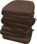 AAAAAcessories D-Shaped Chair Cushions, 2' Thick Dining Chair Pads with Ties and Removable, Machine-Washable Cover, 17' x 16', Set of 8, Brown