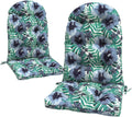 LVTXIII Outdoor Adirondack Chair Cushions, 44x19x4 Inch Non-Slip High Back Rocking Chair Cushion, Tufted Seat Cushion for Patio Furniture, Set of 2, Blue Salmone Tropical