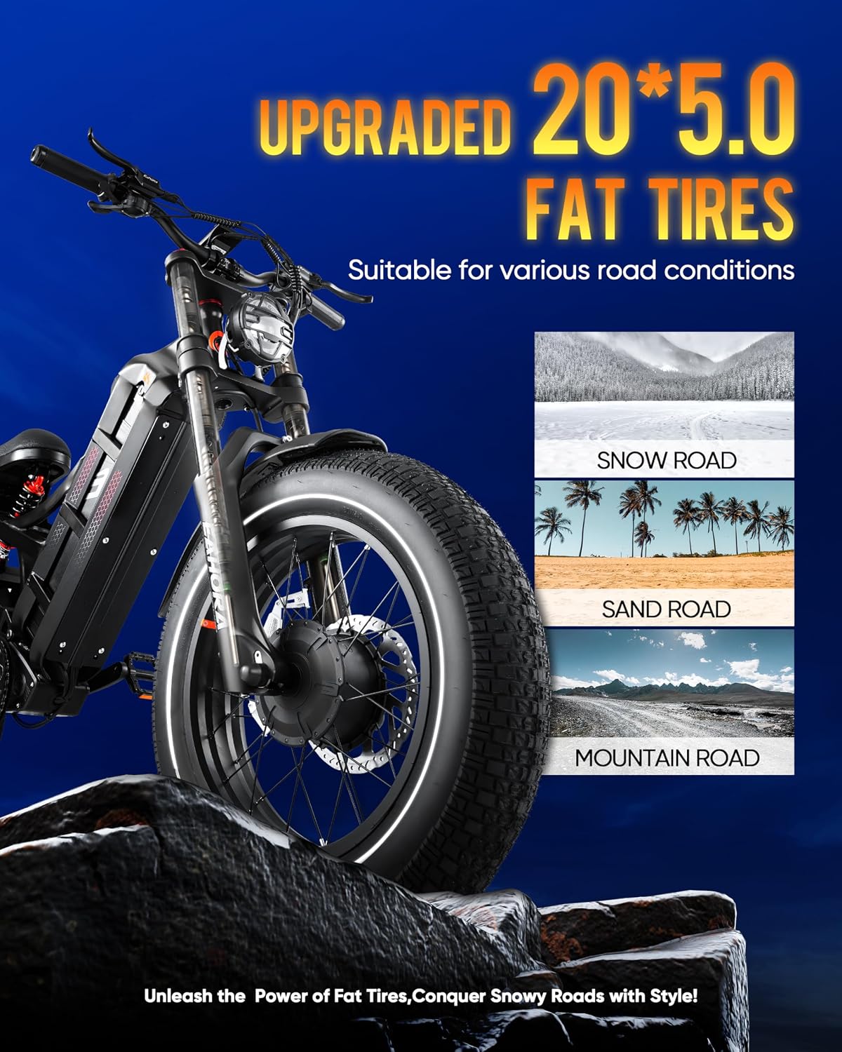 eAhora Romeo Pro II/Romeo Pro(2024 Newest)3000W/1200W Electirc Bike for Adults 52/48V 60Ah 120+ Miles Long Range Electric Bike, 26'*4.0 Fat Tire Electric Mountain Bike Full Suspension Electric Bicycle
