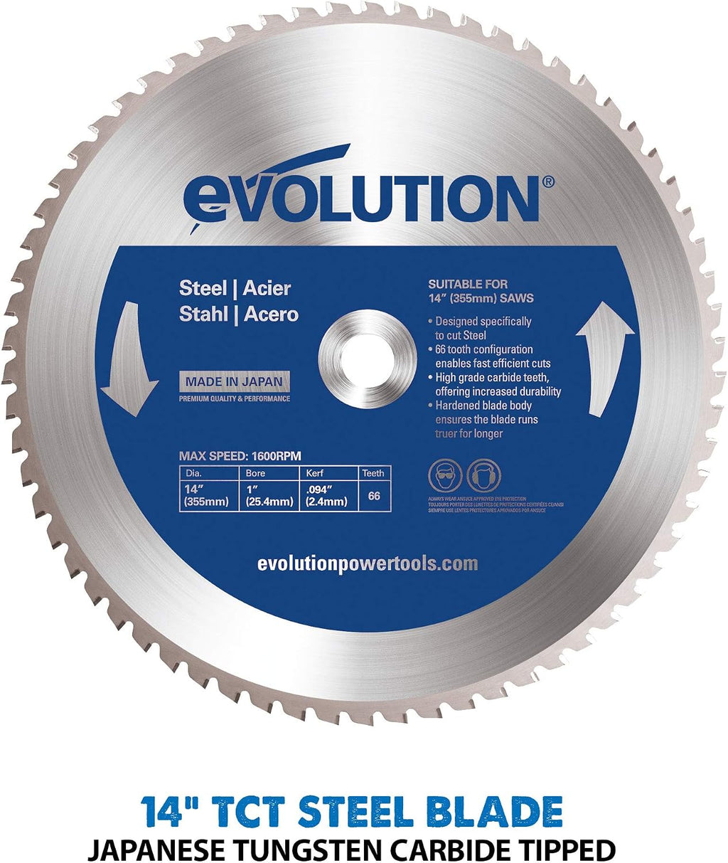 Evolution S355CPSL – Heavy Duty 14 Inch Metal Cutting Chop Saw W/ 14 Inch Carbide-Tipped Blade | Dry Cut | Miter 45° | Chop Saw For Cutting Metal – Accurate. Powerful. Reliable