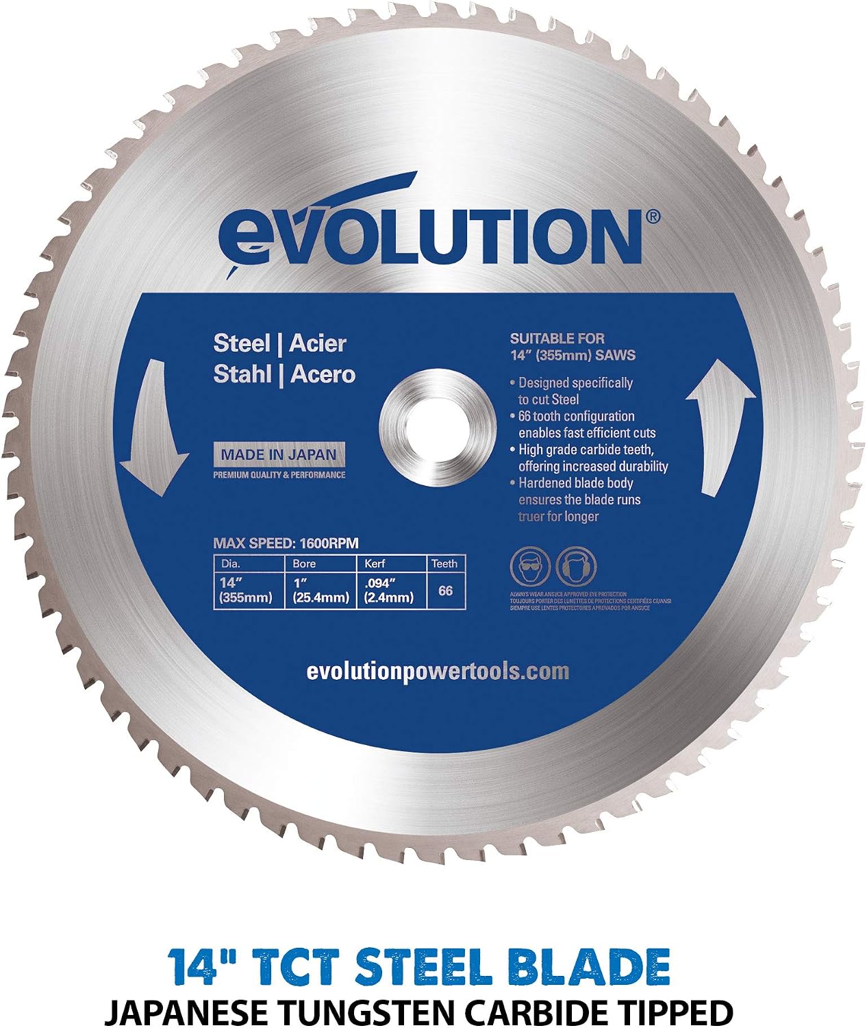 Evolution S355CPSL – Heavy Duty 14 Inch Metal Cutting Chop Saw W/ 14 Inch Carbide-Tipped Blade | Dry Cut | Miter 45° | Chop Saw For Cutting Metal – Accurate. Powerful. Reliable