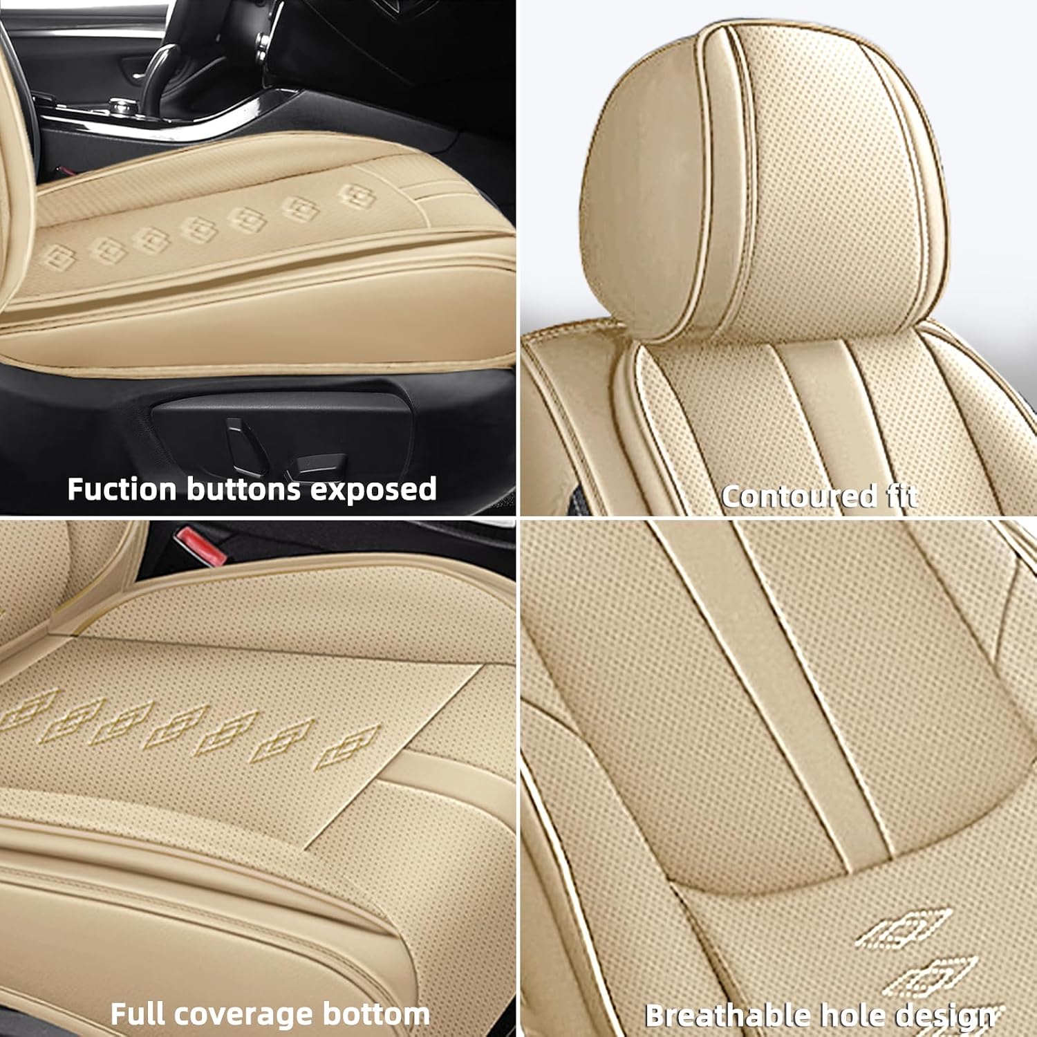 Car Seat Covers 2 Seats Fit for Jeep Wrangler Unlimited 4xe 2021 2022,Waterproof Leather Seat Covers,Airbag Compatible,Car Seat Protectors Interior Sets(Front Set,Beige)
