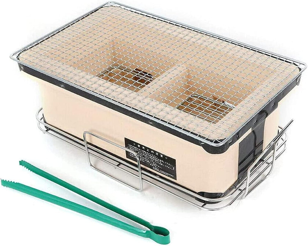 Japanese Ceramic Tabletop Grill, Rectangular BBQ Hibachi Charcoal Grill Table Yakatori Charcoal Cooker for Indoor Outdoor Stove
