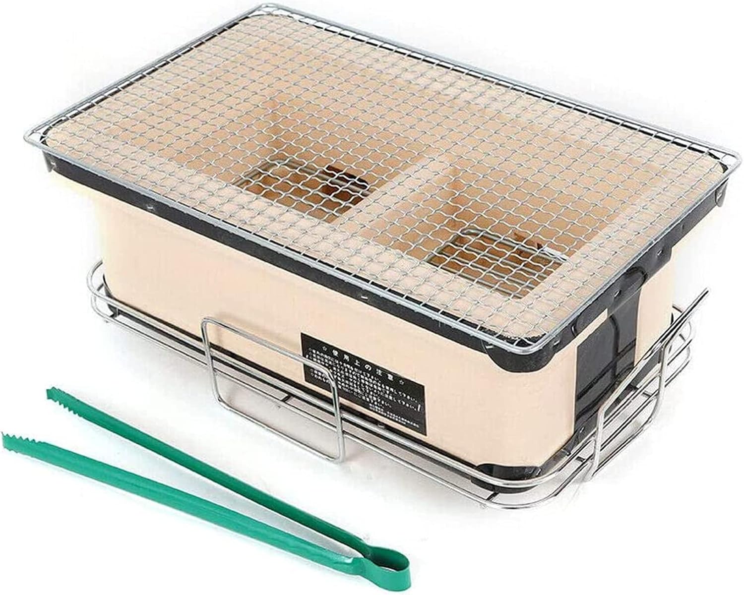Japanese Ceramic Tabletop Grill, Rectangular BBQ Hibachi Charcoal Grill Table Yakatori Charcoal Cooker for Indoor Outdoor Stove