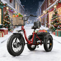 QRONGE Electric Tricycle for Adults 960W Peak, 36V 15AH Battery Ebike 50 Miles Range with Large Rear Basket, Electric Trike 20'*4' Fat Tire, Max 20MPH 3 Wheel Folding Electric Trike for Adults(Lava)