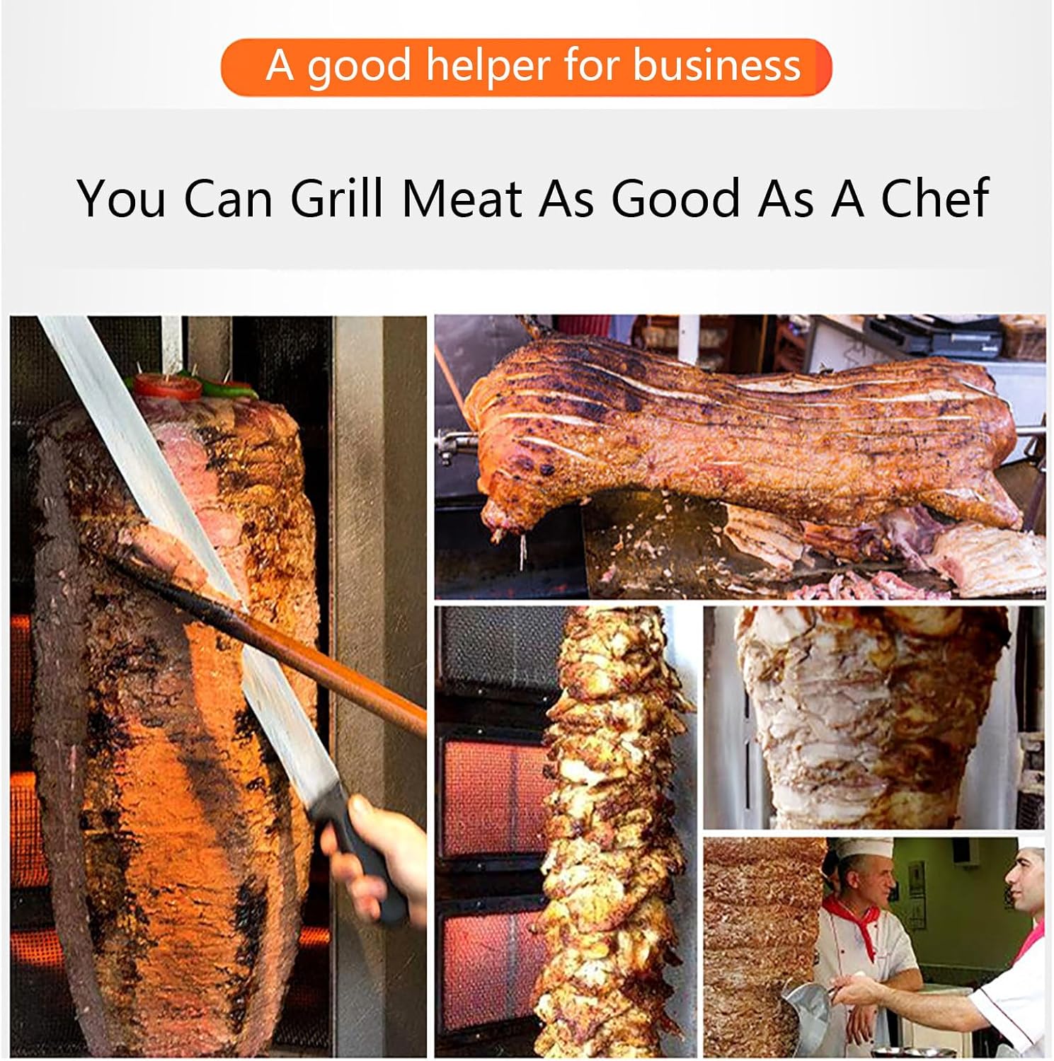 Gas Grill Machine, Vertical Kebab Gyro Griller, Stainless Steel Grill, Rotating Oven, with 3pcs Burners, Meat Roasting Machine for Commercial and Home Use