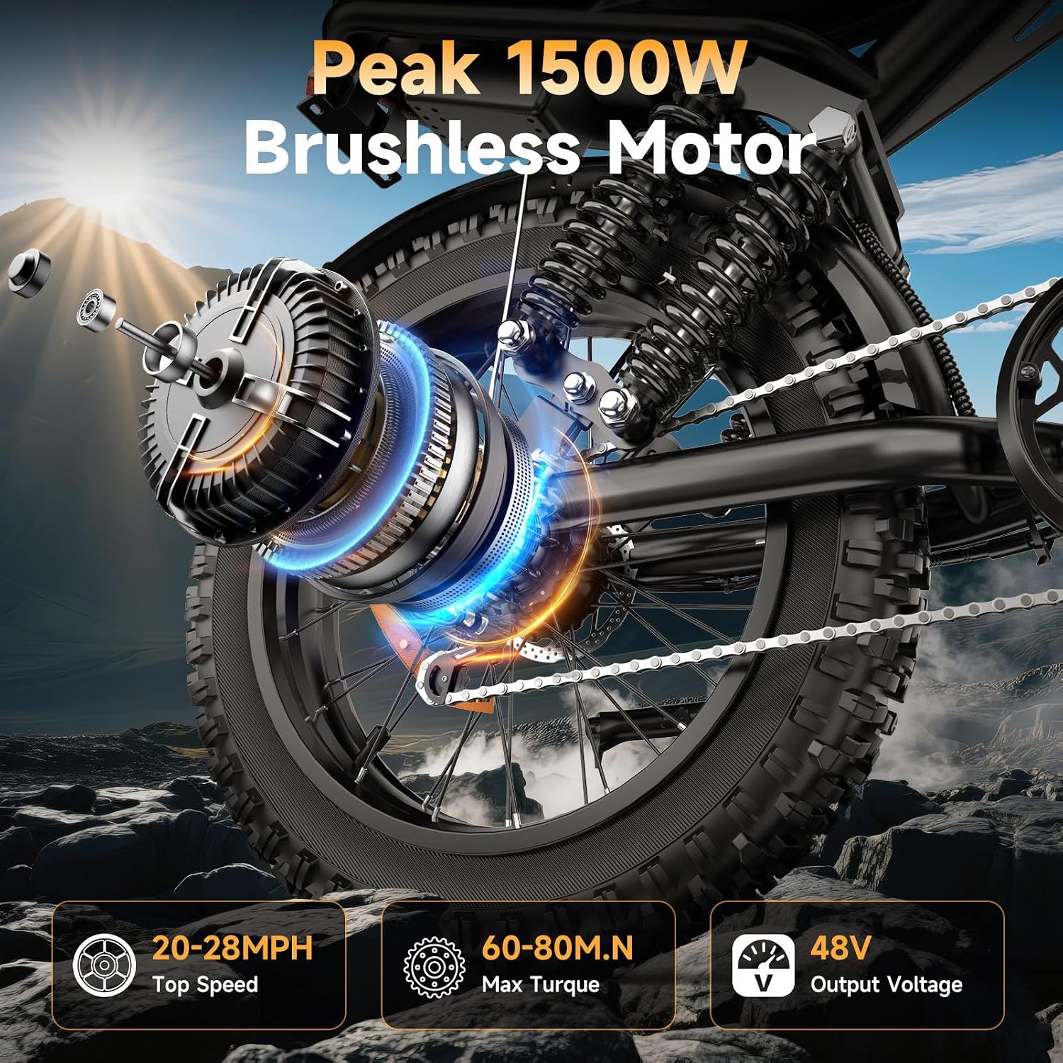 HiKeep Electric Bike for Adults - 20 x 4 Inch Fat Tire Ebike, 750W/Peak 1500W Motor Ebike, 48V15.6AH, 4 Riding Modes Electric Dirt Bike, 7 Speed Electric Motorcycle, Safety Tested to UL 2849