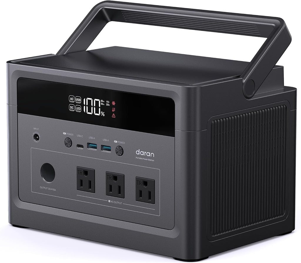 DaranEner 600W Portable Power Station (1200W Peak), 576Wh LiFePO4 Battery Solar Generator for Home Use, 3.3H Fast Charging, Emergency Backup for Camping, CPAP, Road Trip (Solar Panel Optional)