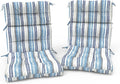 Outdoor High Back Patio Chair Cushions, Tufted Rocking Chair Cushions, Adirondack Cushions for Garden Porch Home Office Chairs Use, 44' x 22' x 4', 2 Pack, Stripe Layered Blue