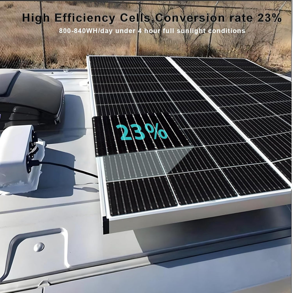 200 Watt 12Volt/24Volt Solar Panel Starter Kit 2PCS 105W Monocrystalline Module 20A Charge Controller for RV, Boats, Trailer, Camper,Cabin Off-Grid System(200W Solar kit)