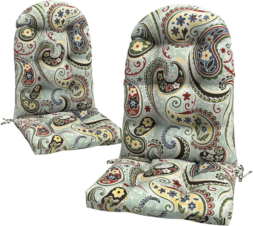 LVTXIII 2 Pack Outdoor Adirondack Chair Cushions, 44x19x4 Inch Water Repellent Patio Cushions for Rocking Chairs, Thick Tufted High Back Seat Cushion Set, Paisley Light Cyan