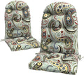LVTXIII 2 Pack Outdoor Adirondack Chair Cushions, 44x19x4 Inch Water Repellent Patio Cushions for Rocking Chairs, Thick Tufted High Back Seat Cushion Set, Paisley Light Cyan