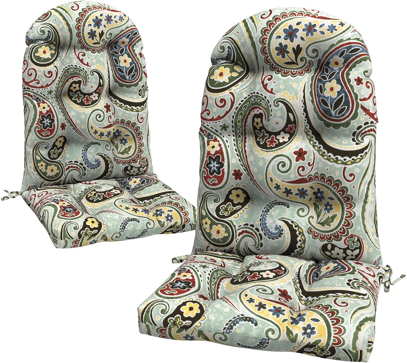 LVTXIII 2 Pack Outdoor Adirondack Chair Cushions, 44x19x4 Inch Water Repellent Patio Cushions for Rocking Chairs, Thick Tufted High Back Seat Cushion Set, Paisley Light Cyan
