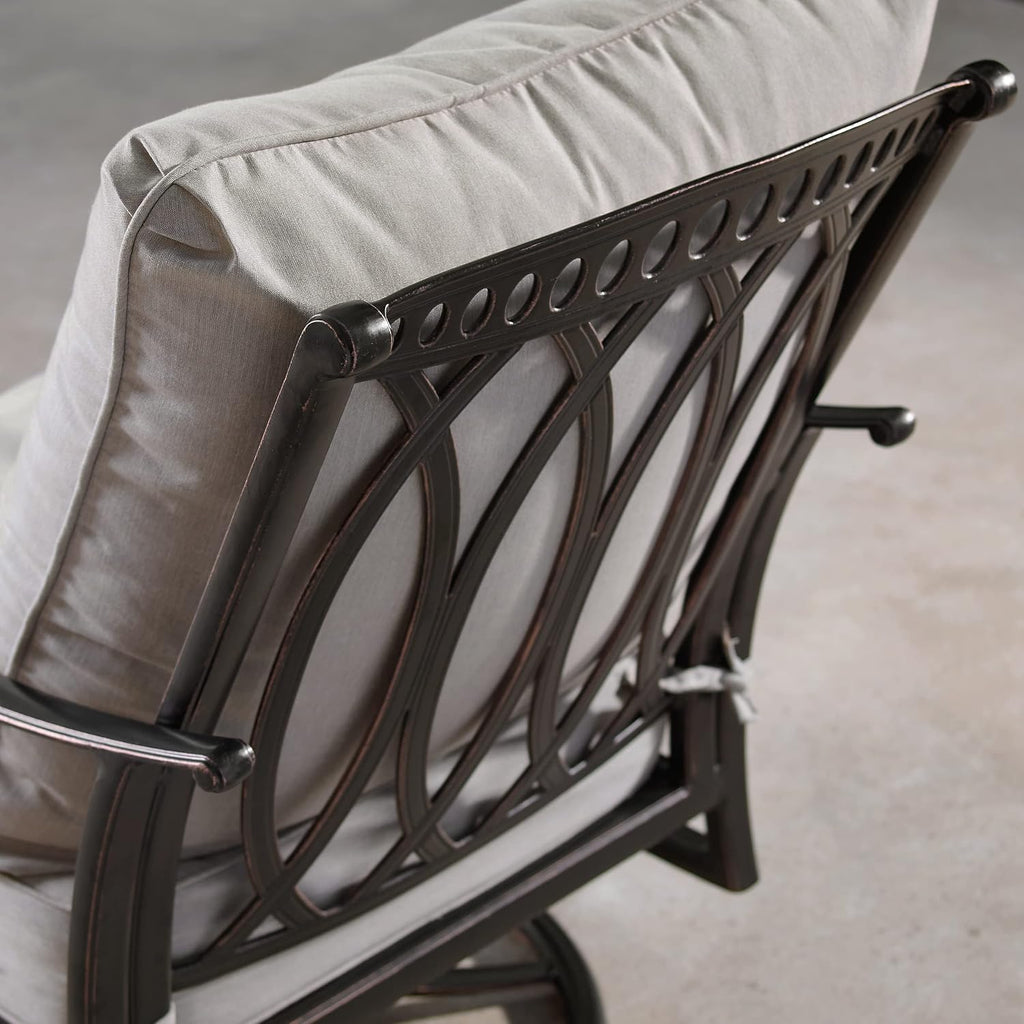 Oakland Living Aluminum Outdoor Swivel Club Finish with Thick Grey Polyester Cushions (Set of 2) Deep Seating Rocking Chairs, Antique Copper (AZRICA-2CHAIR-AC)