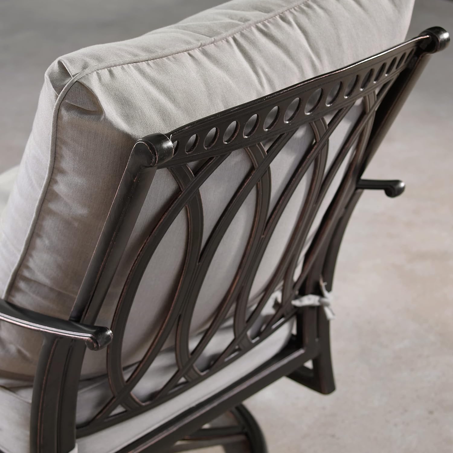 Oakland Living Aluminum Outdoor Swivel Club Finish with Thick Grey Polyester Cushions (Set of 2) Deep Seating Rocking Chairs, Antique Copper (AZRICA-2CHAIR-AC)