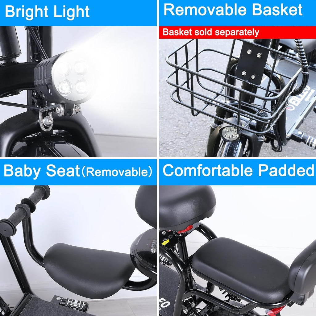 EILLEO Electric Scooter with Seat for Adult, 36V/48V Electric Scooter for Adults 500W/750W Motor, 20 Mile Range, 17.4/18.75mph, Dual Brakes, 14'/12' Tires, e Scooters with Seat