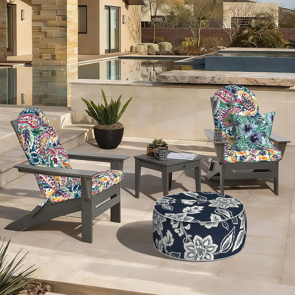 LVTXIII Outdoor Adirondack Chair Cushions, 44x19x4 Inch Non-Slip High Back Rocking Chair Cushion, Tufted Seat Cushion for Patio Furniture, Set of 2, Vigour Paisley