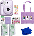 FUJIFILM instax mini 12 Instant Film Camera Holiday Bundle (Lilac Purple) with 2 x Instax Mini Instant Film - Foil Pack and Microfiber Cloth