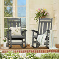 LUE BONA Outdoor Rocking Chairs Set of 2, Weather Resistant HDPS Poly Rocker Chairs, 350lb Heavy Duty, Oversized Porch Rocker for Adult, High Back Smooth Rocking Chairs for Outdoor & Indoor, Gray