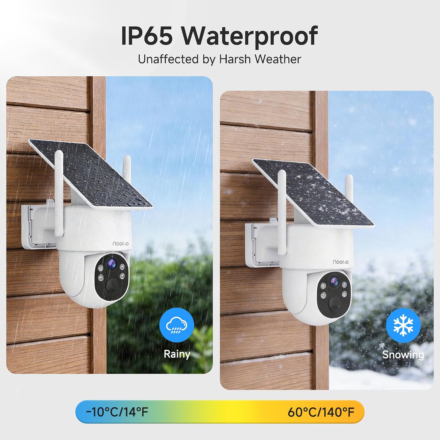 Noorio 2K Solar Security Camera Wireless Outdoor, 360° Pan/Tilt Camera with Dual-Band WiFi 2.4/5G, Fixed Solar Panel, AI Human Detection, Color Night Vision, 4MP, IP65 Weatherproof, 2-Way Audio 2 Pack
